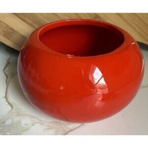 Vintage Bauer Pottery Planter bowl Poppy Red Orange 5” Wide